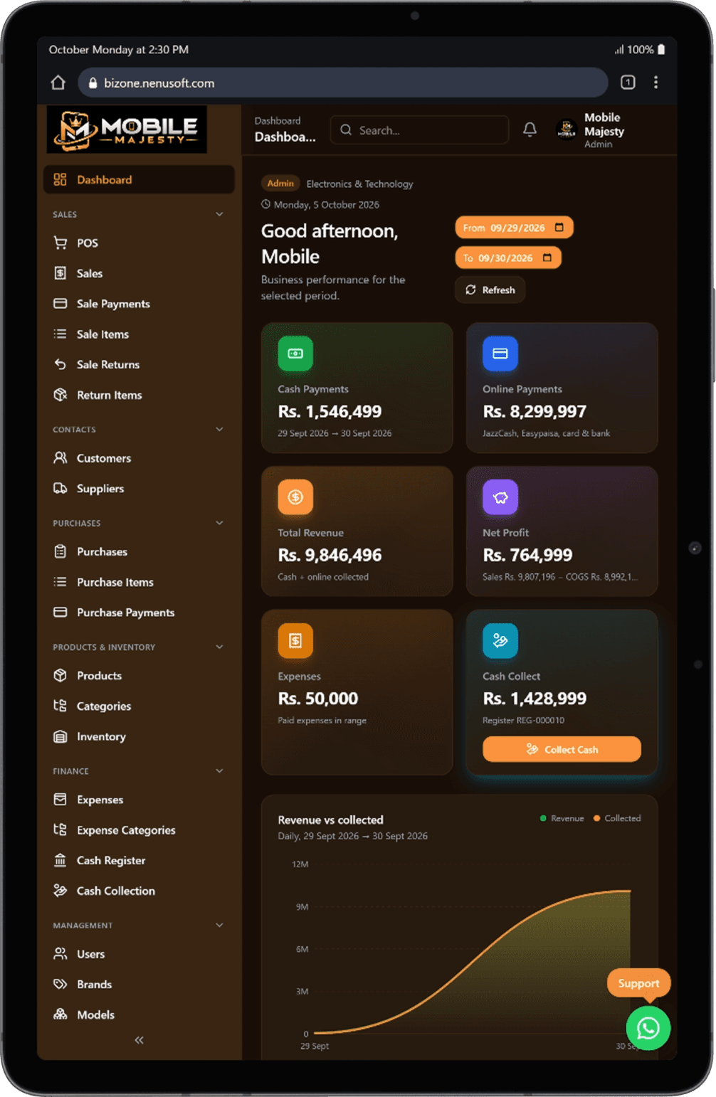 Nenu Soft application on a tablet